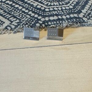 Vintage Speidel Silver Tone Metal Rectangle Cufflinks